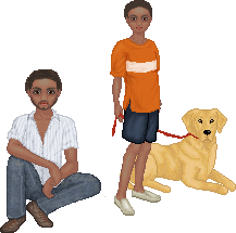 Michael and his son Walt, and Vincent the dog