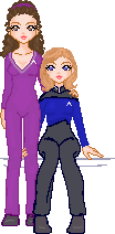 Counselor Troi & Dr.Crusher. A healthy couple, I think. It took me longer to find the right pictures to use for reference than to do the doll.