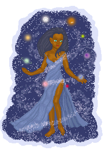 I'm not thrilled w/the hair, but the dress is ok, and the little planets are cool.